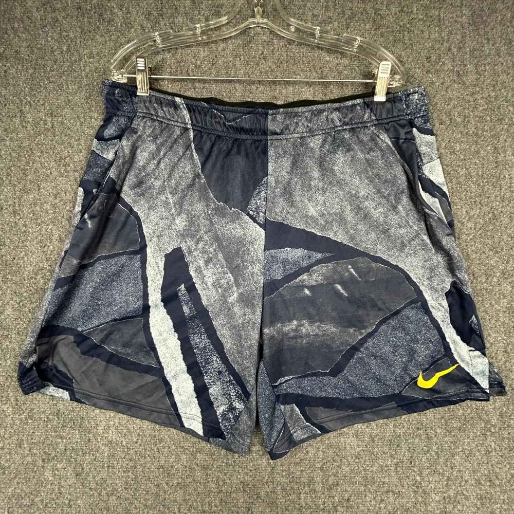 Nike Court Dri-FIT Victory Shorts Mens XXL Blue Grey Abstract Geometric Tennis